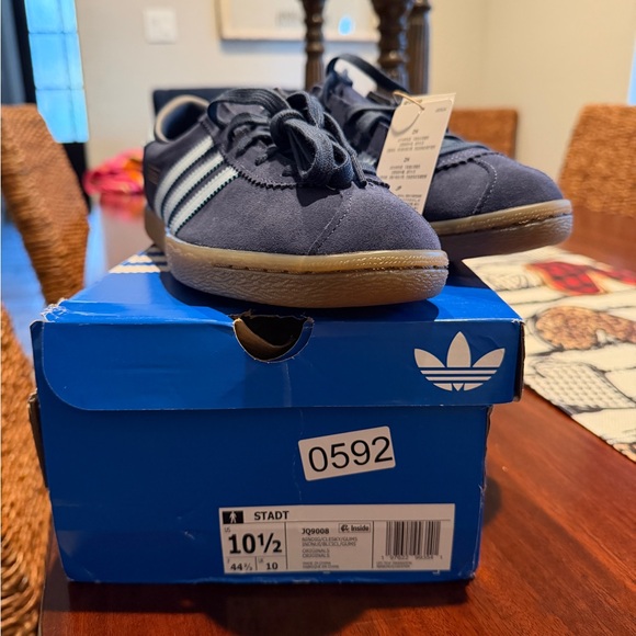 adidas Other - Adidas STADT Night Indigo Navy Gum Men’s Sneakers with White Stripes